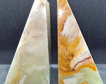 Natural Green Onyx Polished Book End Block Stands - 2 pieces, Height= 6", Length = 4" and Depth = 4"