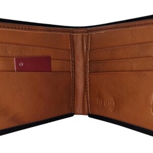 Men's Handmade Two Tone Wallet - 100% Genuine Cow Grain Leather Black/Tan - Stylish & Durable Gift for Him - GW101