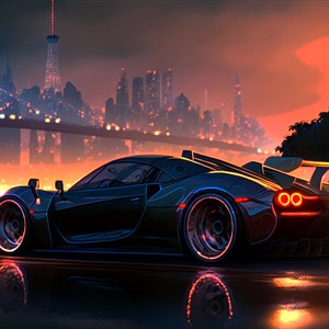 Cyber Sports Car - UHD Midjourney Prompt + Digitale Grafik ideal für Poster und Wallpaper!