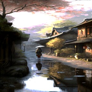 Japanese Village - UHD midjourney prompt + Digital artwork great for posters and wallpapers!