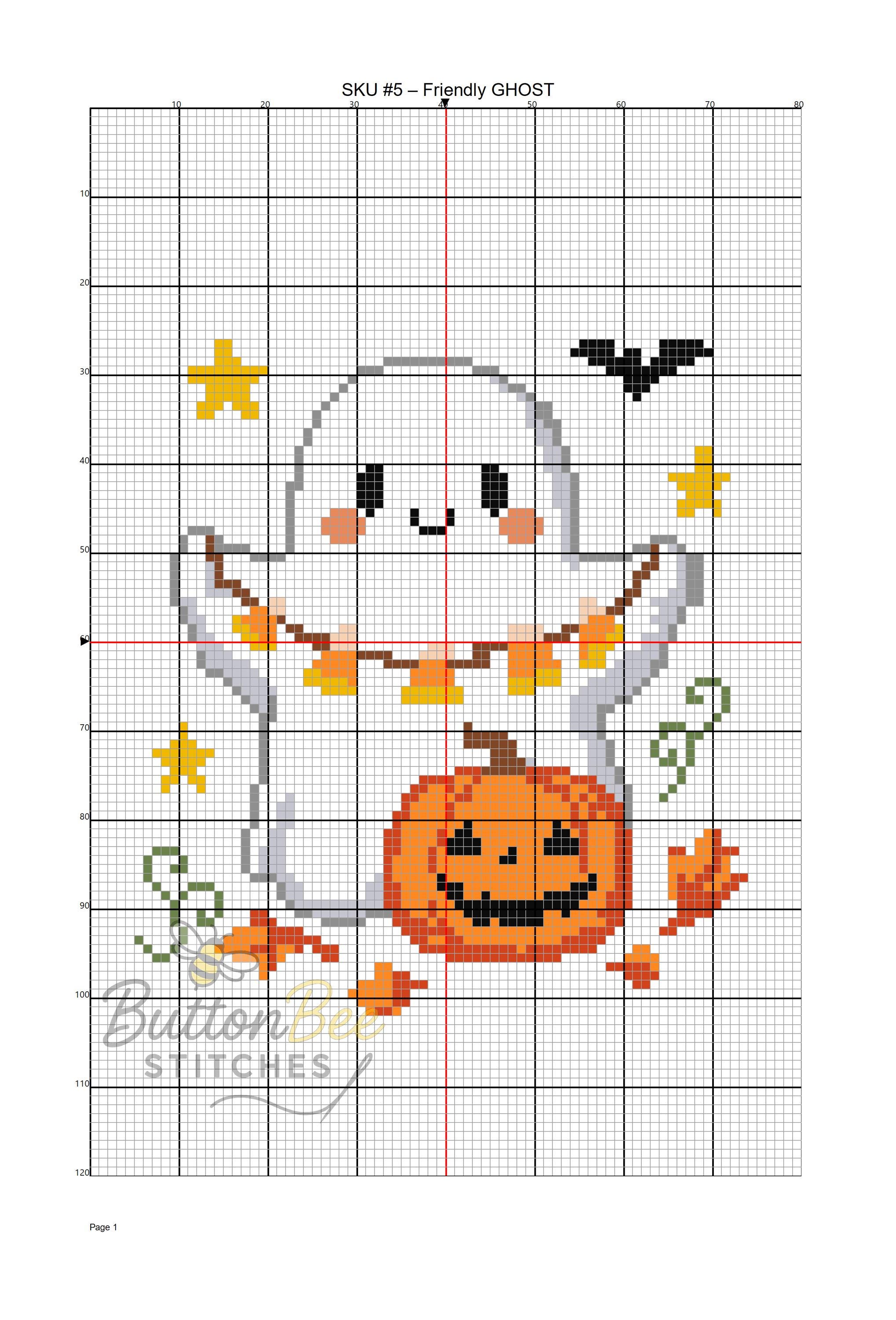 Friendly Ghost Cross Stitch Pattern PDF | Halloween Autumn Decor ...