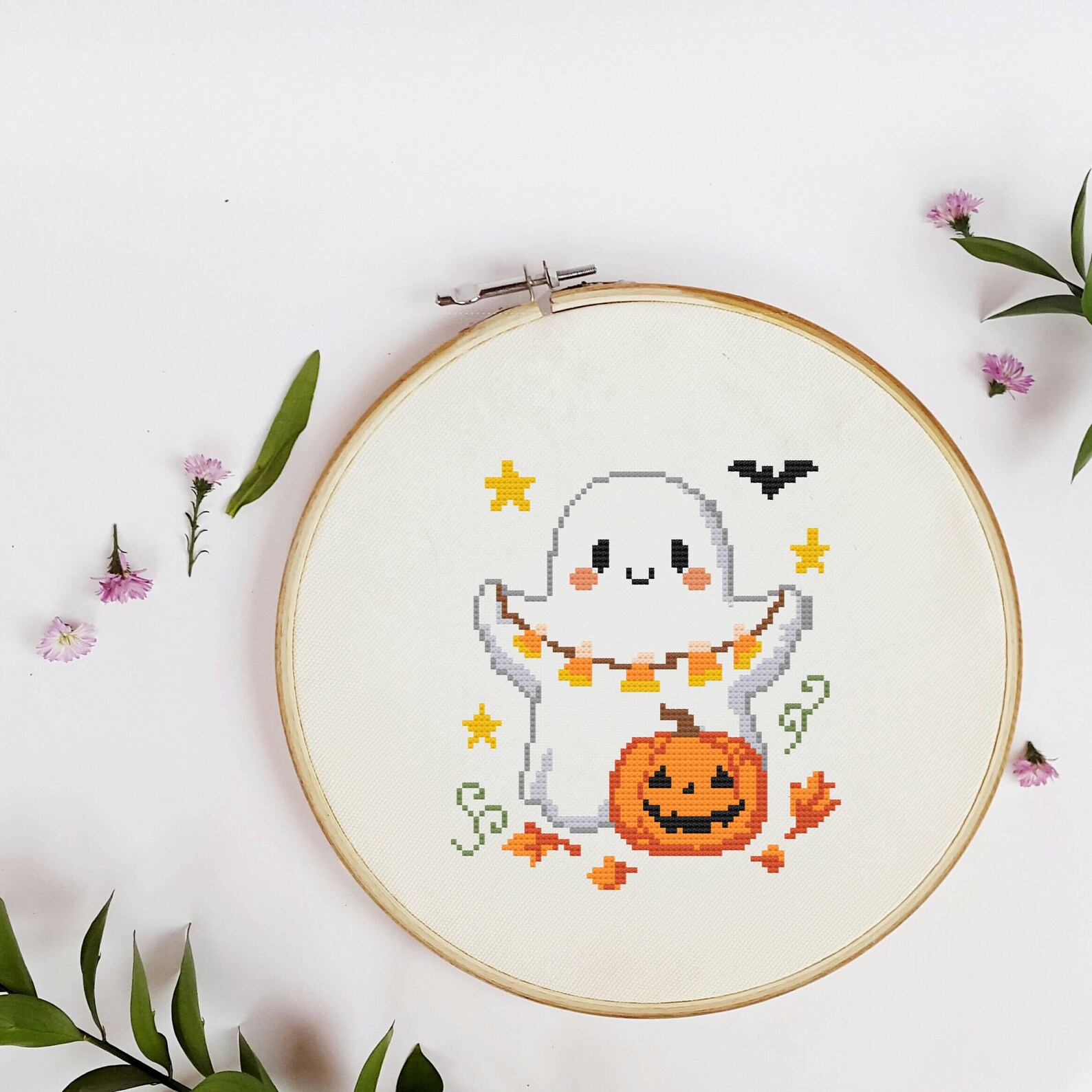 Friendly Ghost Cross Stitch Pattern PDF | Halloween Autumn Decor ...