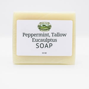 Jabón de sebo de menta y eucalipto / Limpiador corporal de leche de cabra (99 g)