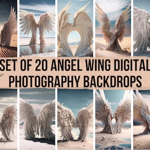 Set von 20 digitalen Engelsflügel-Hintergründen für den Außenbereich: Mutterschafts-Overlays, Studio-Hintergründe, Fotoeffekte und Fine-Art-Texturen