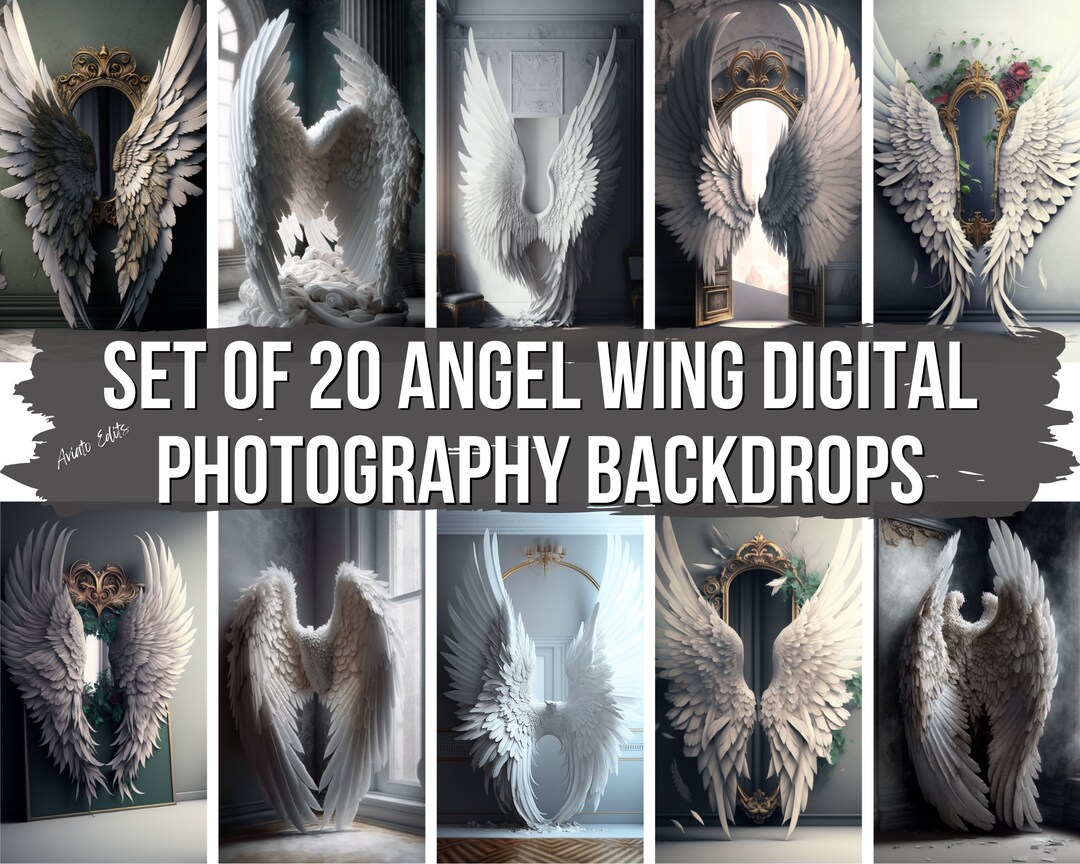 Set of 20 Digital Angel Wing Backdrops: Maternity Overlays, Studio ...