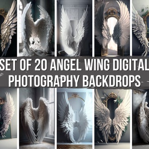 Set von 20 digitalen Engelsflügel-Hintergründen: Mutterschafts-Overlays, Studio-Hintergründe, Photoshop-Effekte und Fine-Art-Texturen