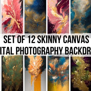 Set von 12 digitalen dünnen Leinwand-Hintergründen Variety Pack, Fotografie-Ebenen, Fotobearbeitung und digitalen Hintergründen
