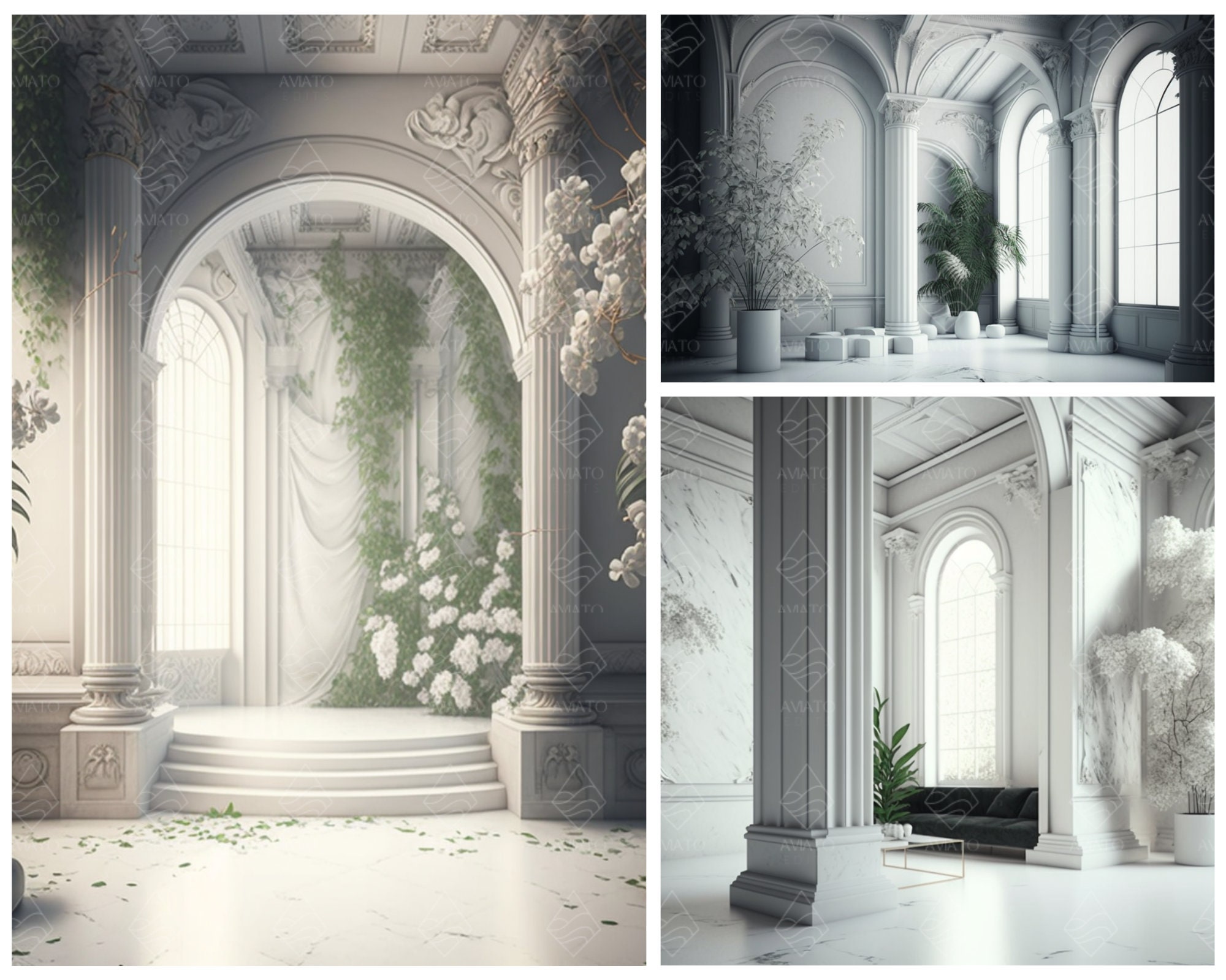 30x Breathtaking Digital Backdrops White Room Backgrounds, Maternity