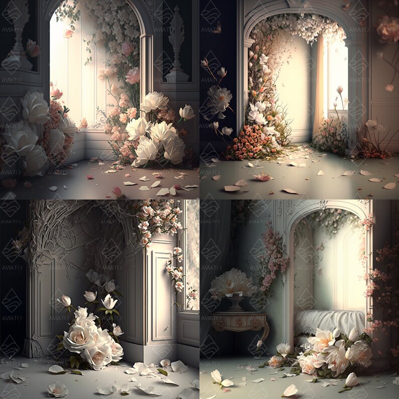 32 Digital Floral Room Backdrops: Photo Backgrounds, Maternity Overlays ...