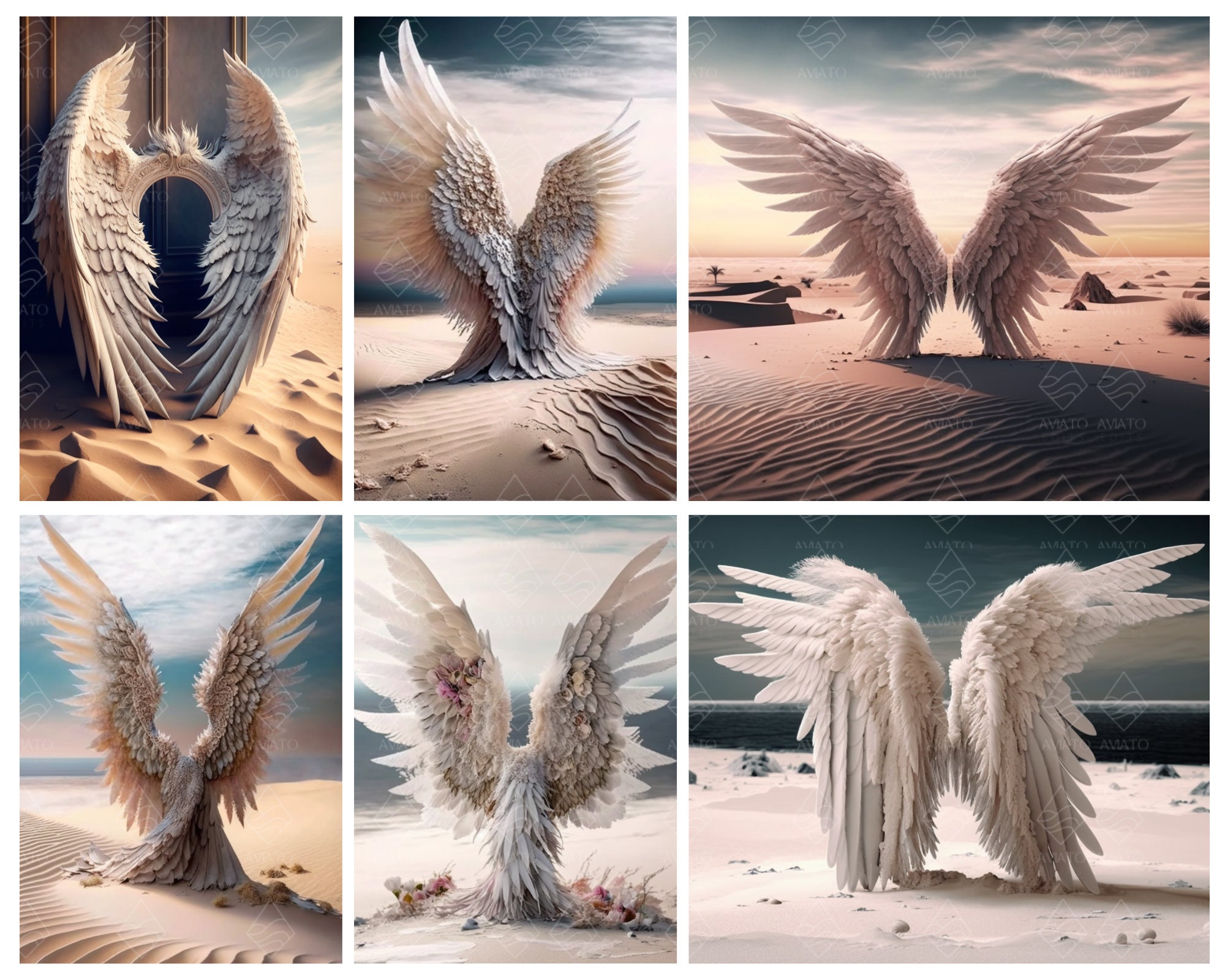Set of 20 Digital Outdoor Angel Wing Backdrops: Maternity Overlays ...