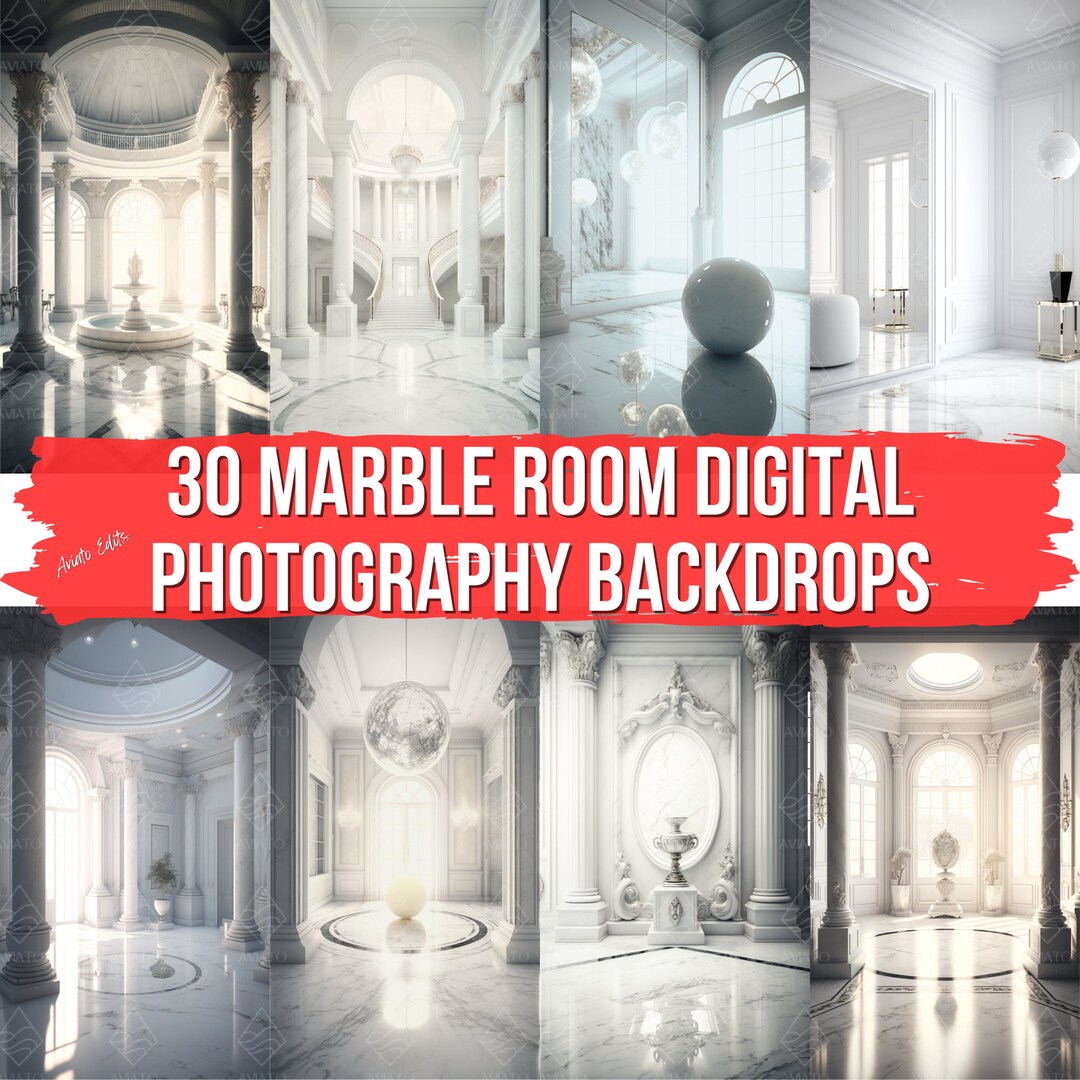 30x White Marble Room Digital Backdrops: Room Backgrounds, Maternity ...