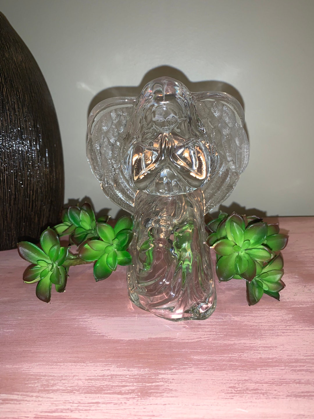 Praying Angel Tea Light Votive Candle Holder Deplomb 24 Lead Crystal