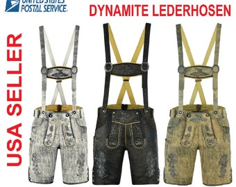Dynamite Lederhosen Trachten Men Bavarian Oktoberfest German Shorts