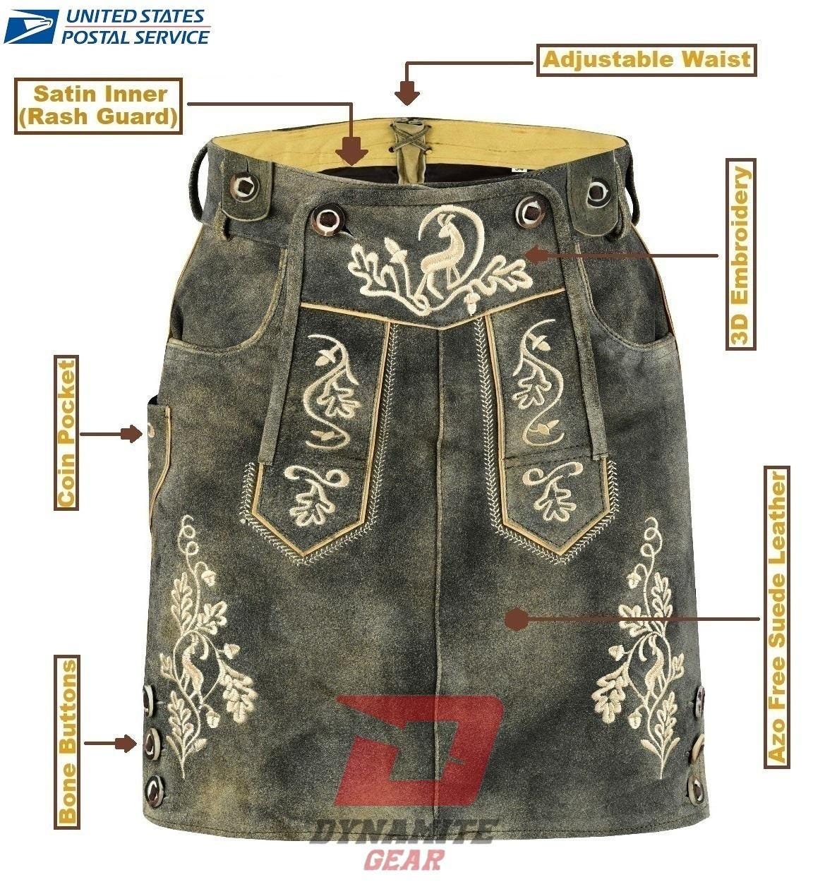 Women Leather Skirt Bavarian Lederhosen Skirt Oktoberfest Skirts German Skirt
