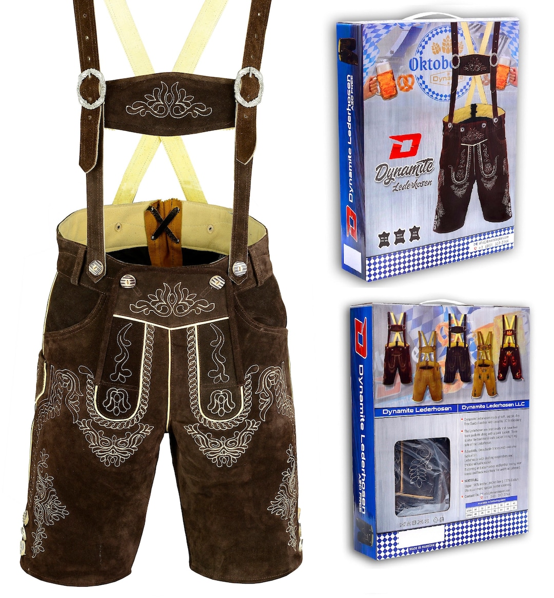 Dark Brown Bavarian Lederhosen Shorts