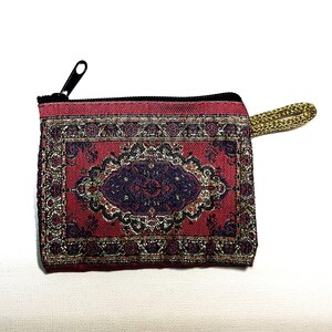 Mini Coin Purse with Zipper!!Turkish Traditional Carpet Design Zippered Bag!!Handmade Makeup Bag!!Design Travel Pouch Bag!!Jewelry Bag