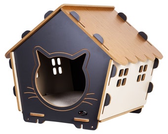 Maisonnette compacte et modulaire en bois pour chat, ht 42 cm, feliformia®