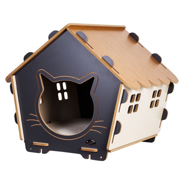 Maisonnette compacte et modulaire en bois pour chat, ht 42 cm, feliformia®