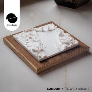 Tower Bridge Wandkunst | 3D Dekor | Architekturmodell | London Karte | Modernes urbanes Wahrzeichen | Stadtbild Geschenk | Schreibtisch Ornament