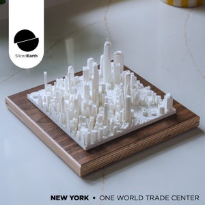 New York - oeuvre d'art murale World Trade Center | Décoration 3D | Maquette architecturale | Carte de New York | Monument urbain moderne | Cadeau paysage urbain