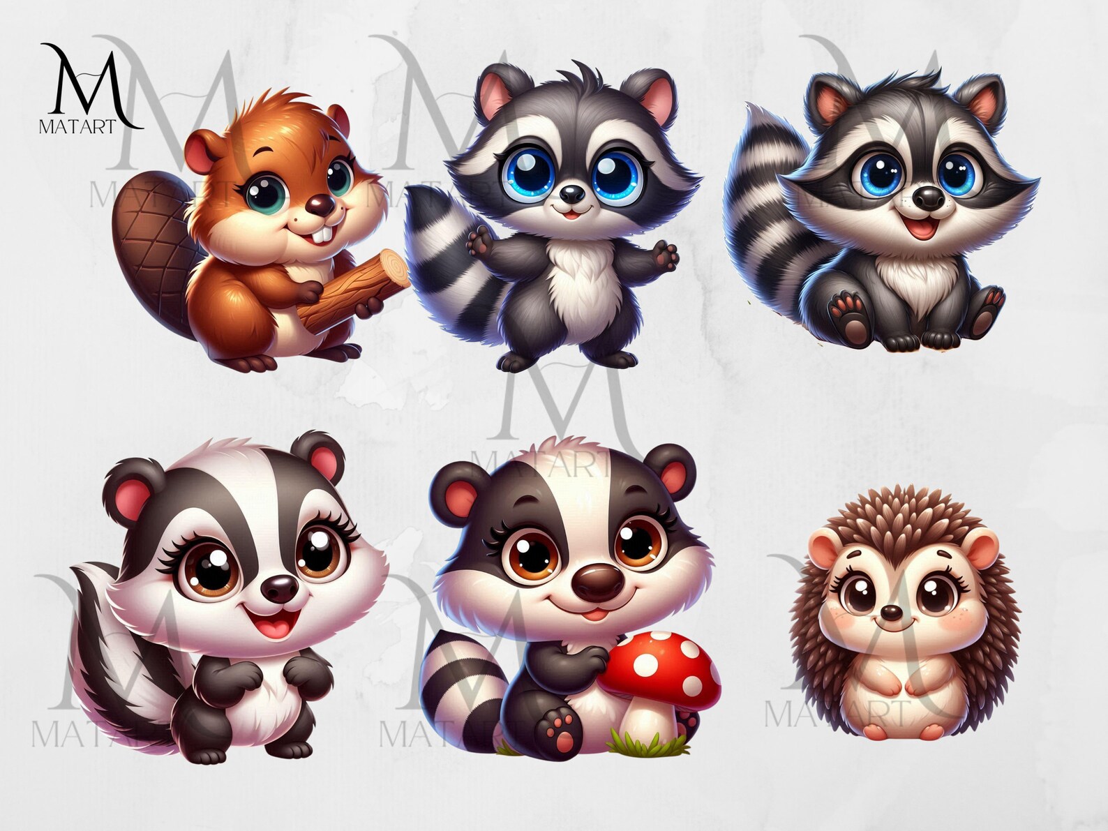 Cute Forest Animals Clipart Cartoon Style Animals Fairy Tale Kid Book ...