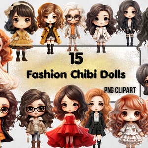 Fashion Chibi Doll, Cute Doll, Chibi PNG, Chibi Digital Art, Chibi Fashion Doll, Chibi Doll Clipart, Digital PNG