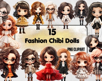 Fashion Chibi Doll, Cute Doll, Chibi PNG, Chibi Digital Art, Chibi Fashion Doll, Chibi Doll Clipart, Digital PNG