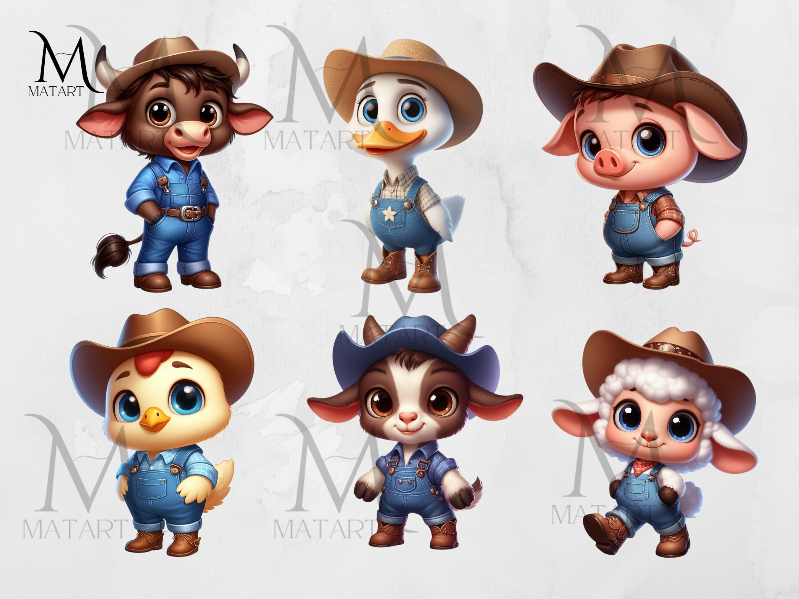 Cute Baby Farm Animals Clipart Bundle, Animals in Clothes, Cute Baby ...
