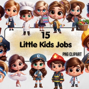 Kid Occupation Clipart, Kid Professions, Kid Cartoon print, Printable clipart, High Quality JPG, Digital download,Jobs Clipart