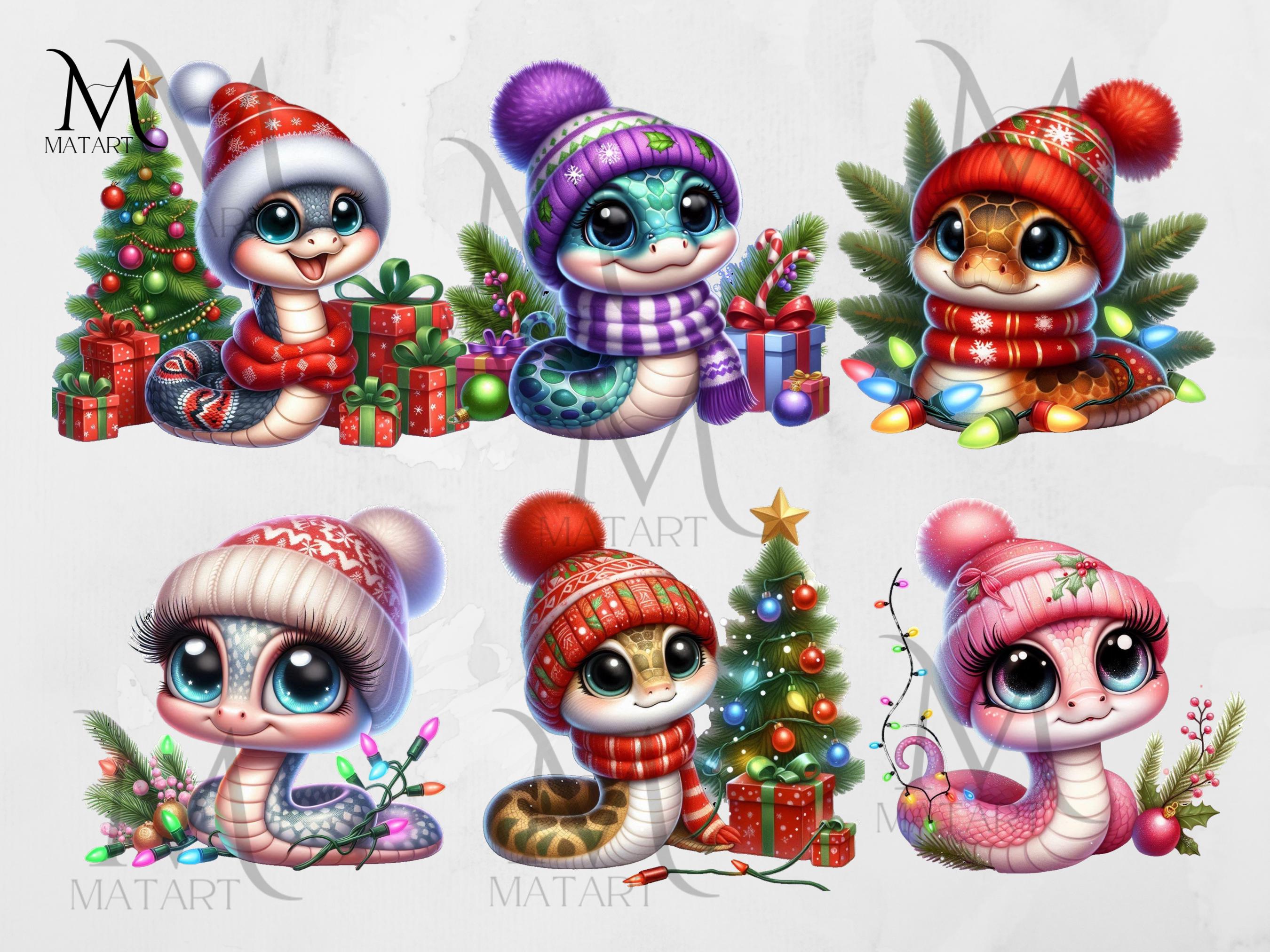 Christmas Snake Clipart Bundle PNG, Winter Snake Clipart, Christmas ...