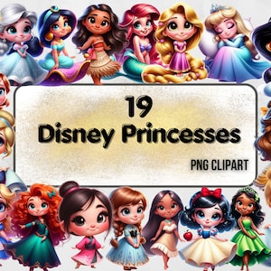 Clipart di graziose principesse, principesse neonate, clipart di principesse, PNG trasparenti, download immediato, sublimazione, adesivi, uso commerciale!
