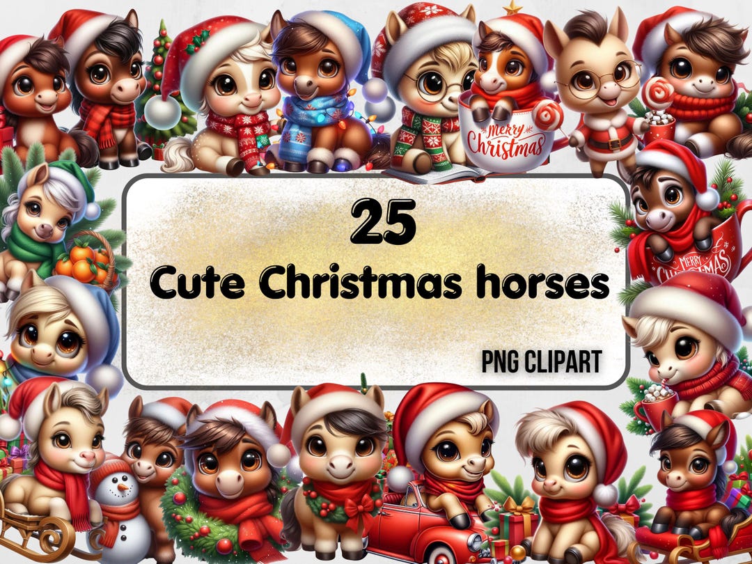 Christmas Horses Clipart Bundle, Winter Holiday Png,digital Download ...