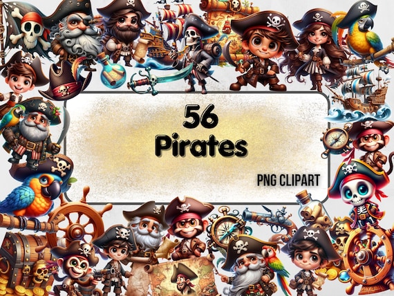 Pirate Clipart | 56 Png 300 Dpi High Quality Clipart Bundle | Pirate map clip art | Pirate Ship clip art | Transparent Background