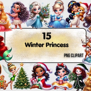 Süße kleine Weihnachtsprinzessin Clipart, Weihnachten Cliparts, Baby Prinzessinnen, Prinzessin Clipart, PNG transparent, sofort-download, Aufkleber!