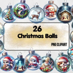 Christmas Baubles Clipart: Festive PNG Illustrations (26 Files)