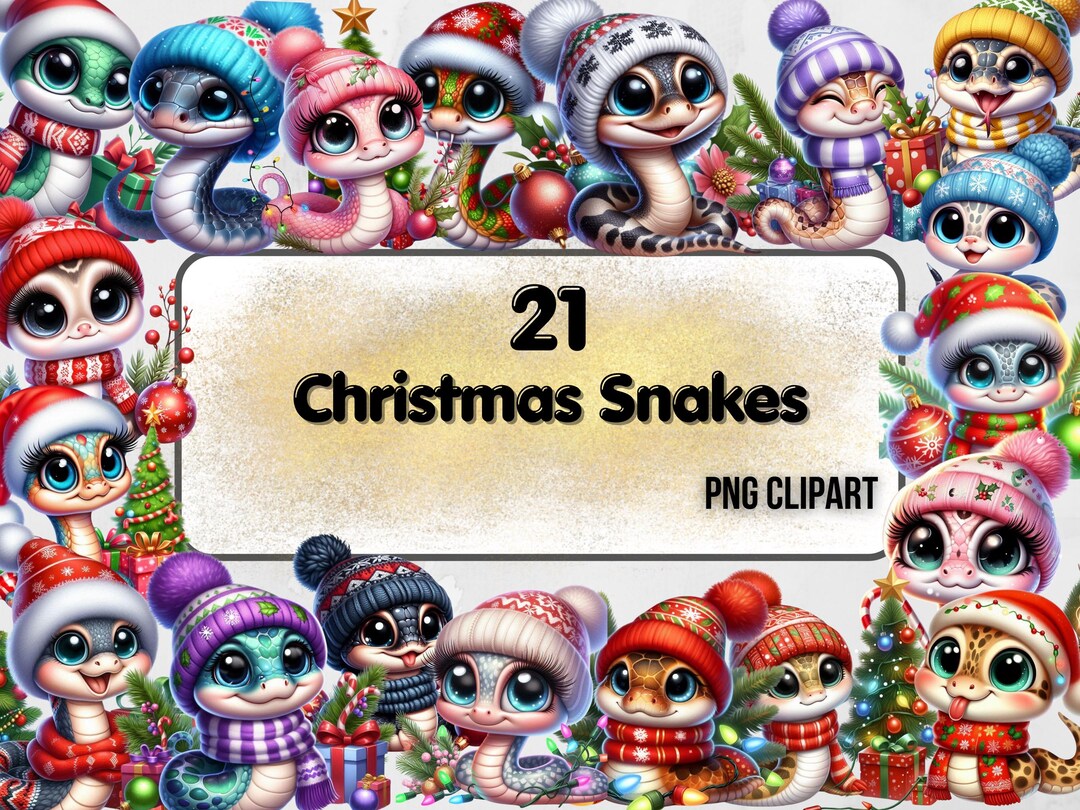Christmas Snake Clipart Bundle PNG, Winter Snake Clipart, Christmas ...