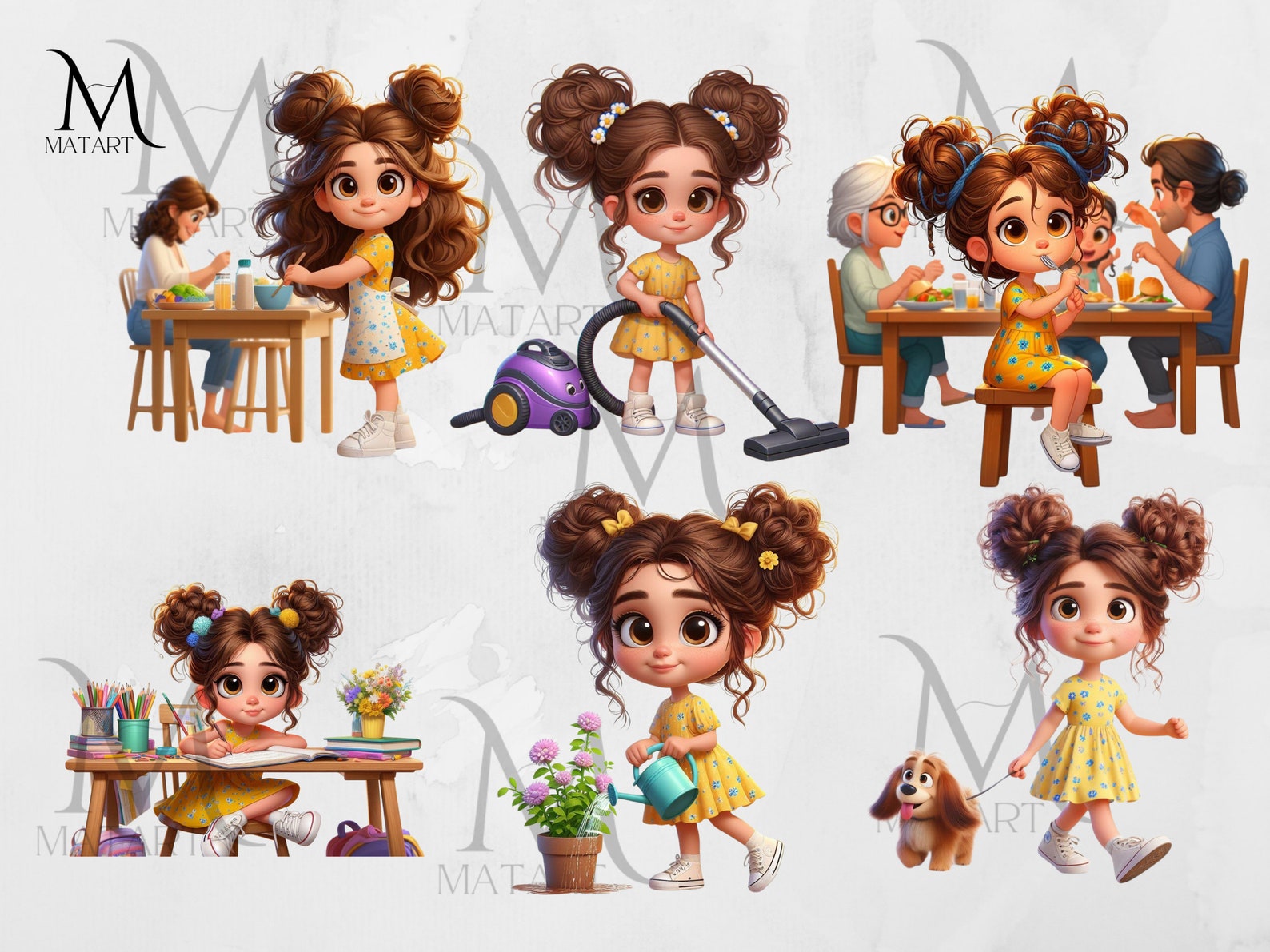 Cute Designs Small Routine Every Day Routines, Kids Routine, Girl Clipart, Digital Clipart, Cute ...