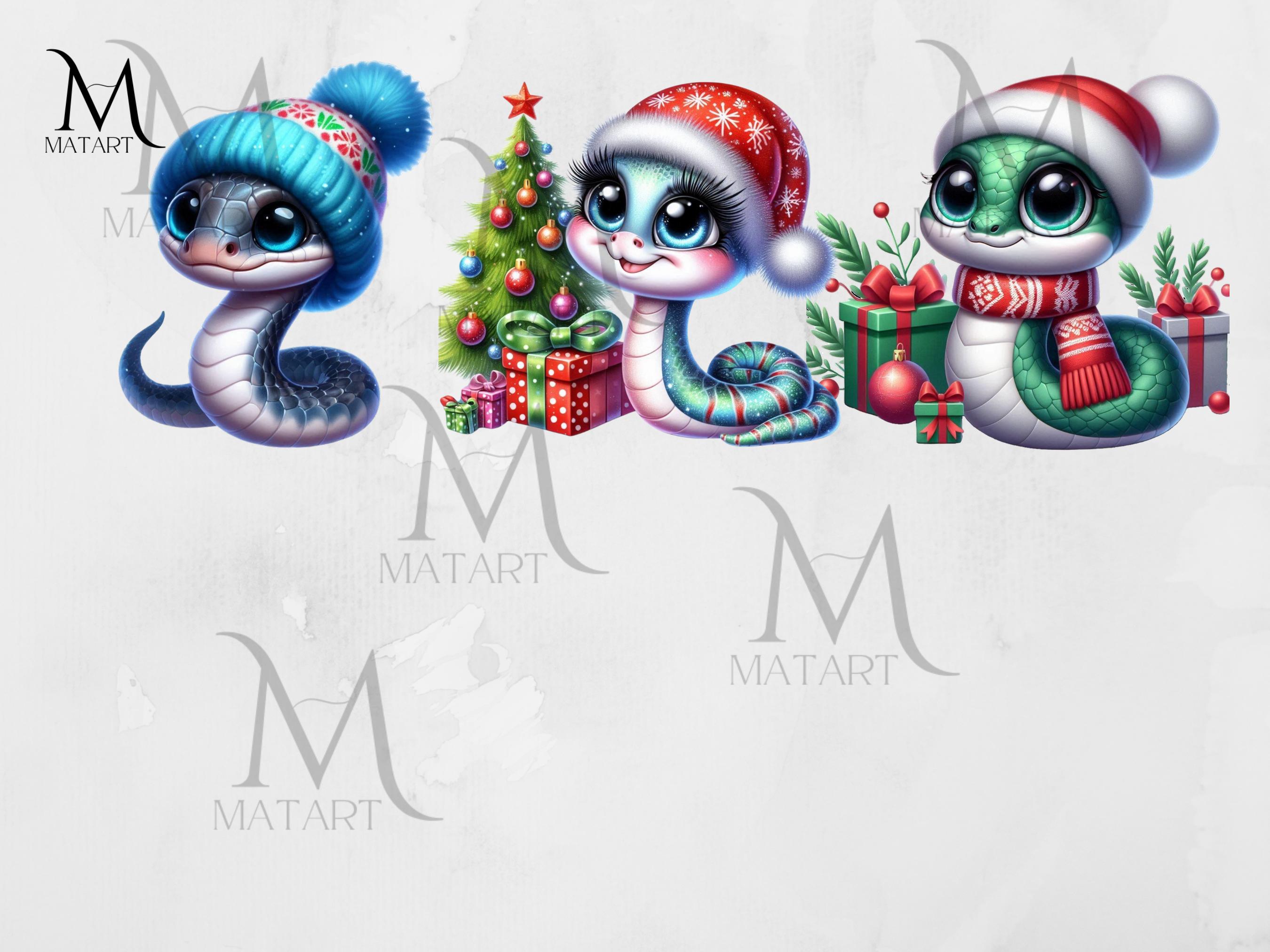 Christmas Snake Clipart Bundle PNG, Winter Snake Clipart, Christmas ...