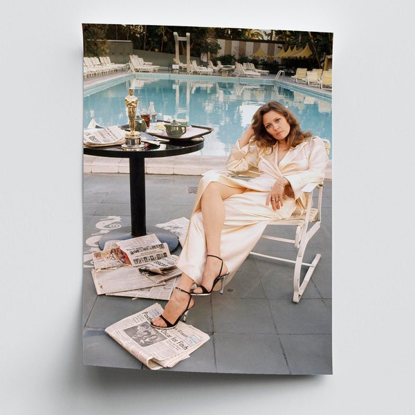 Faye Dunaway Oscar Winner Print Poster Vertical - Beverly Hills Hotel Pool Los Angeles Wall Art Photo Decor