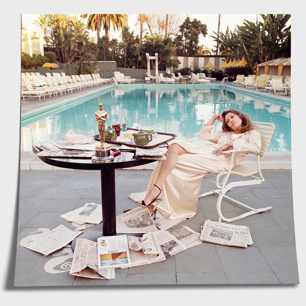 Faye Dunaway Oscar Ennui Print Poster - Beverly Hills Hotel Pool Los Angeles Wall Art Photo Decor