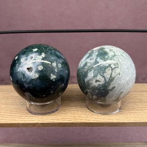 1 Druzy Moss Agate Sphere 68.2mm or 69.5mm Crystal - You Choose