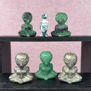 1ct Alien Crystal Carving - Tree Moss Agate - Pyrite - Green Aventurine - Ruby Zoisite