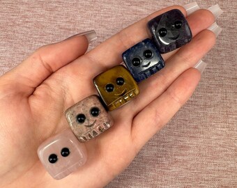 1ct Hedgehog Cube Crystal Carving - Tigers Eye - Amethyst - Sodalite - Rhodonite - Rose Quartz