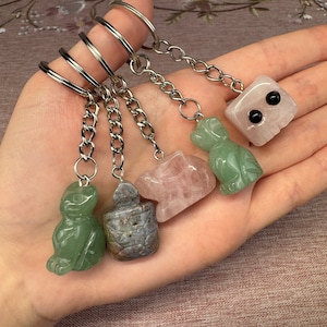 1ct Animal Crystal Keychain - YOU CHOOSE - Cat - Bunny - Turtle - Dog - Hedgehog Cube - Penguin