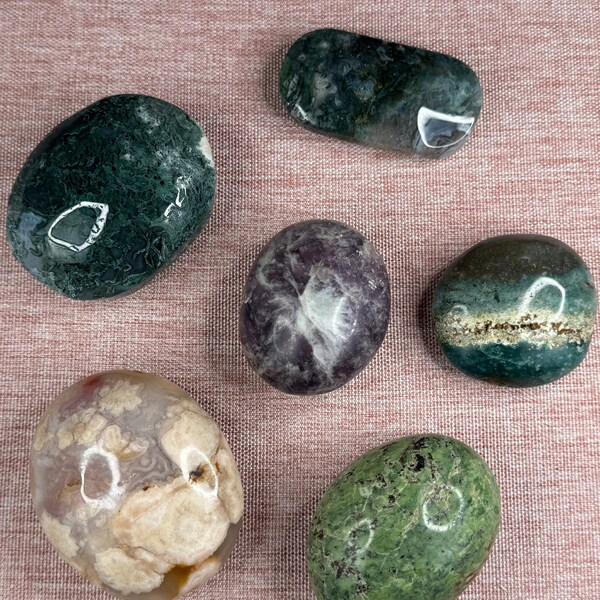 1ct Palmstone Crystal - YOU CHOOSE - Moss Agate - Flower Agate - Unicorn Stone - Ocean Jasper - Common Opal