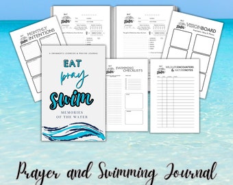 Eat Swim Pray Prayer Journal For Christian Swimmers Tracker Logbook Gift For Open Water Swimmer Wild Swimming Diary Instant Download & Print