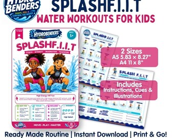 SPLASHF.I.I.T HydroBenders Childrens Aqua Exercise Fitness Activity Cards High Intensity Workout Instant Downloadable File