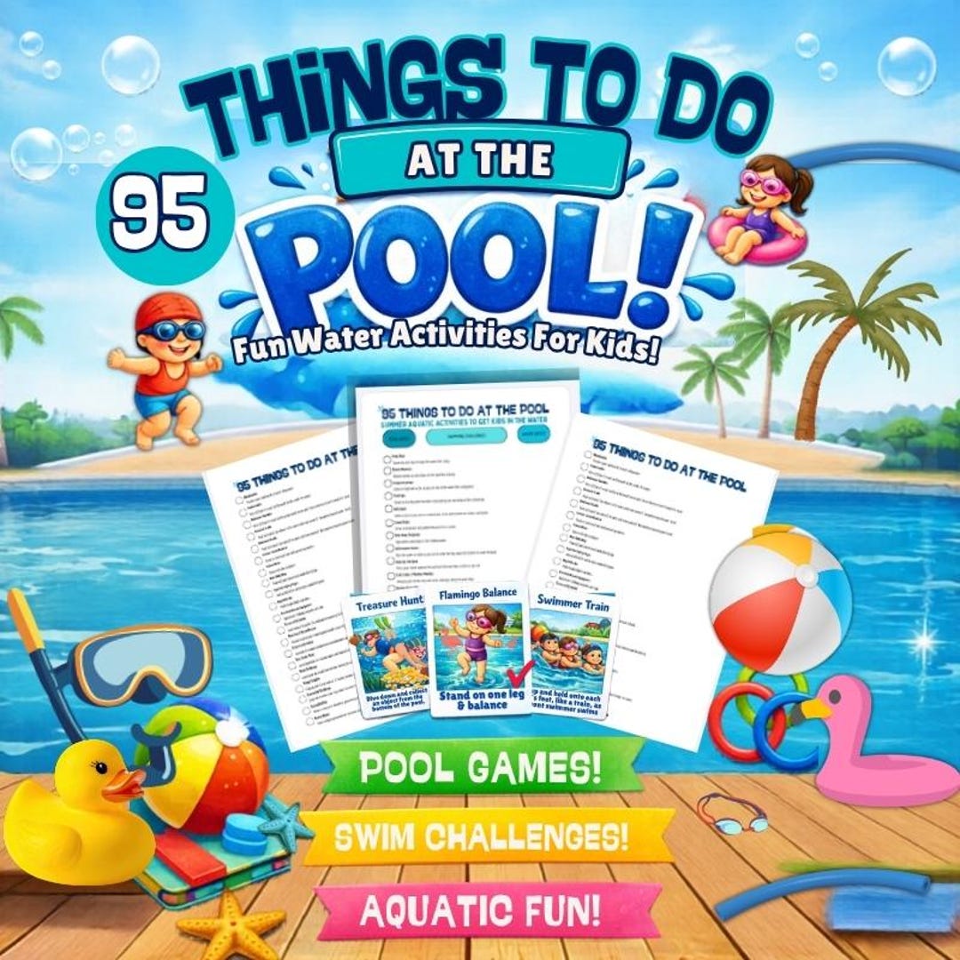 Printable POOL ACTIVITIES for Kids Water Games Aquatic Fun Challenges ...