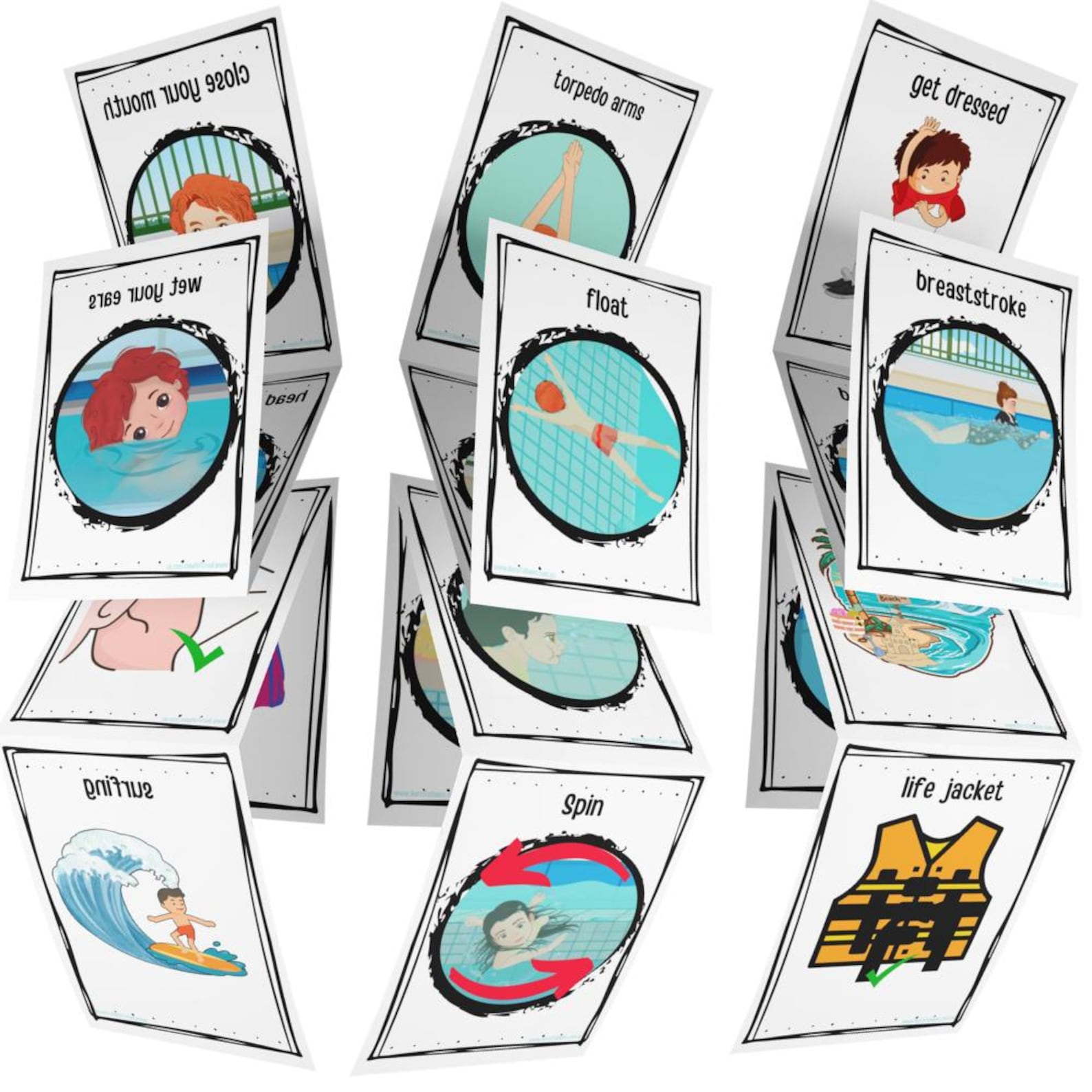 SWIMMING VISUALS FLASHCARDS Learn to Swim Teacher Resources Instant ...