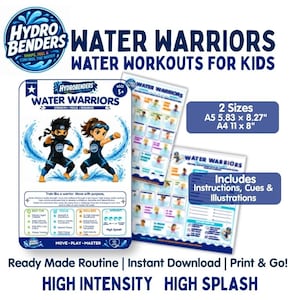 WATER WARRIORS Aquatic Exercises Activity Cards Pool Fitness For Parents & Swimming Instructors Instant Download